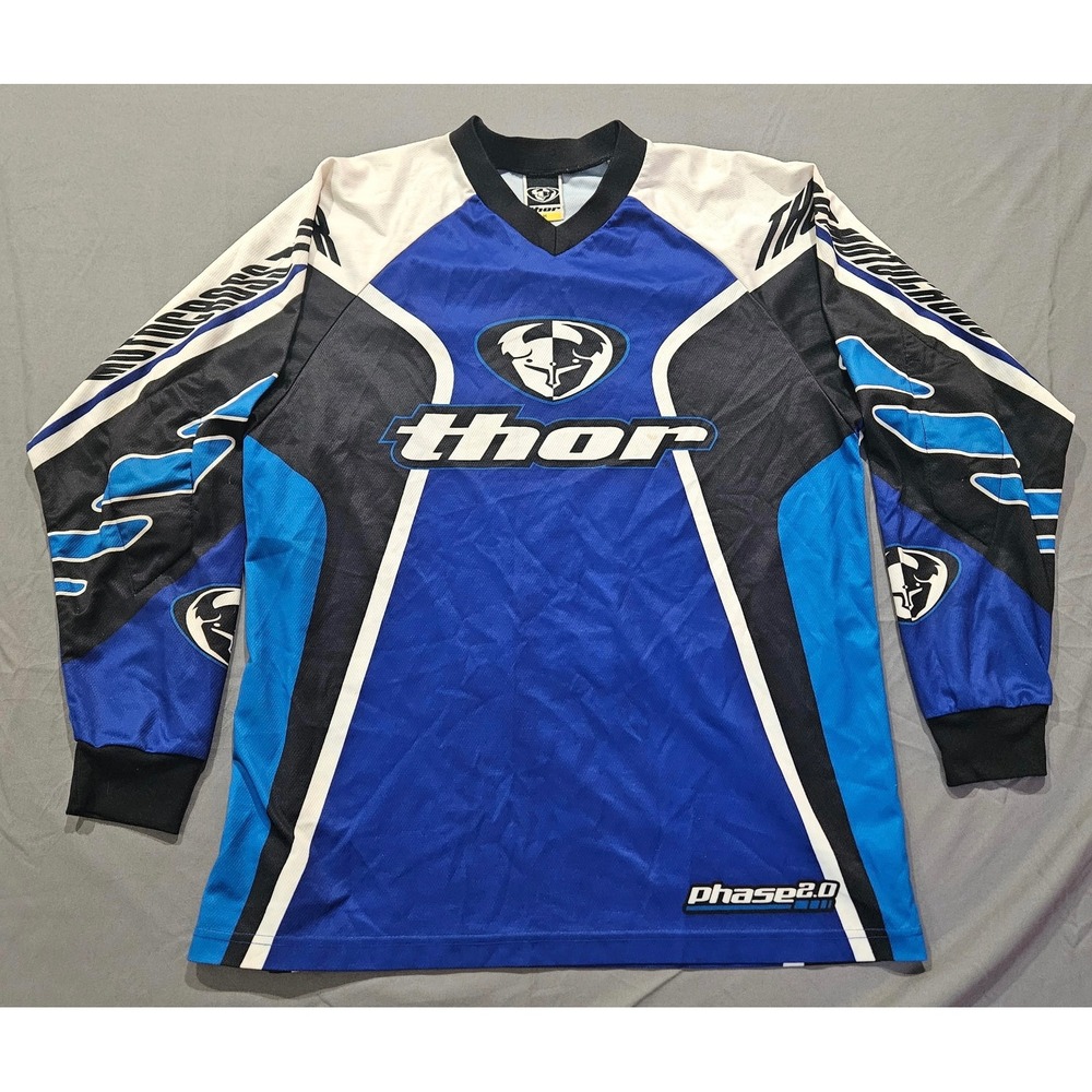 Thor Motocross Jersey Mens Medium Blue Phase 2.0 Long Sleeve MX Racing